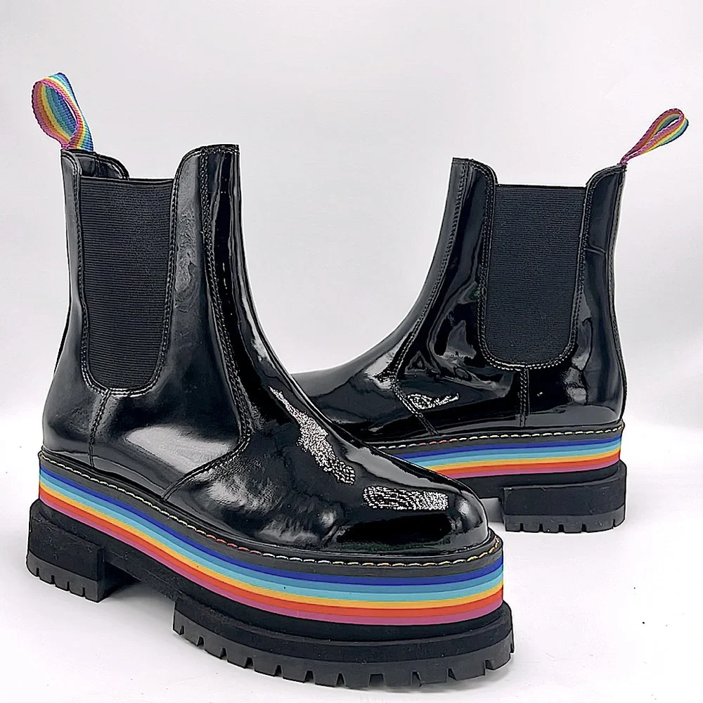 Kurt Geiger women's Birdie Rainbow Platform Chelsea Boots size 7.5 38.5 euro - Picture 1 of 7